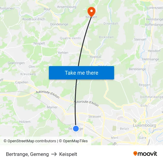 Bertrange, Gemeng to Keispelt map