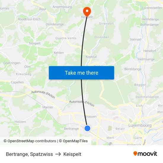 Bertrange, Spatzwiss to Keispelt map