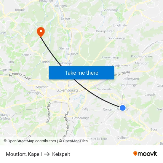 Moutfort, Kapell to Keispelt map