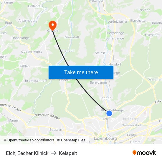 Eich, Eecher Klinick to Keispelt map