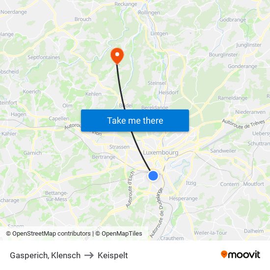 Gasperich, Klensch to Keispelt map