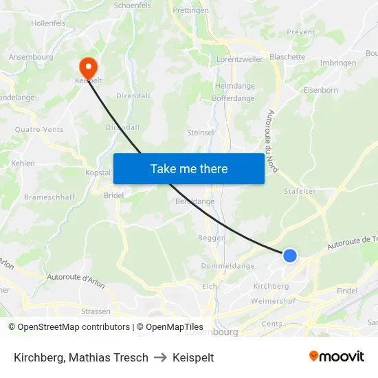 Kirchberg, Mathias Tresch to Keispelt map