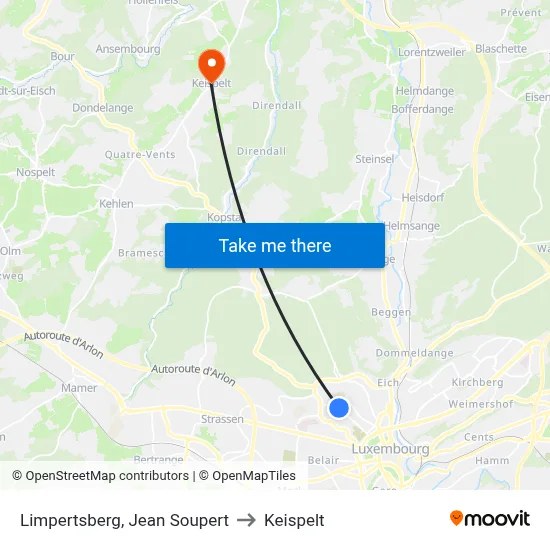 Limpertsberg, Jean Soupert to Keispelt map