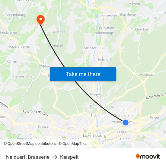 Neiduerf, Brasserie to Keispelt map