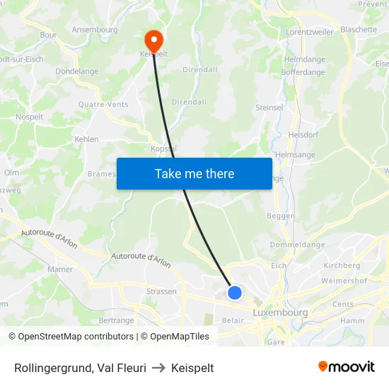 Rollingergrund, Val Fleuri to Keispelt map
