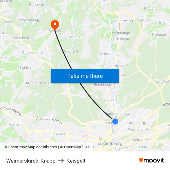 Weimerskirch, Knupp to Keispelt map