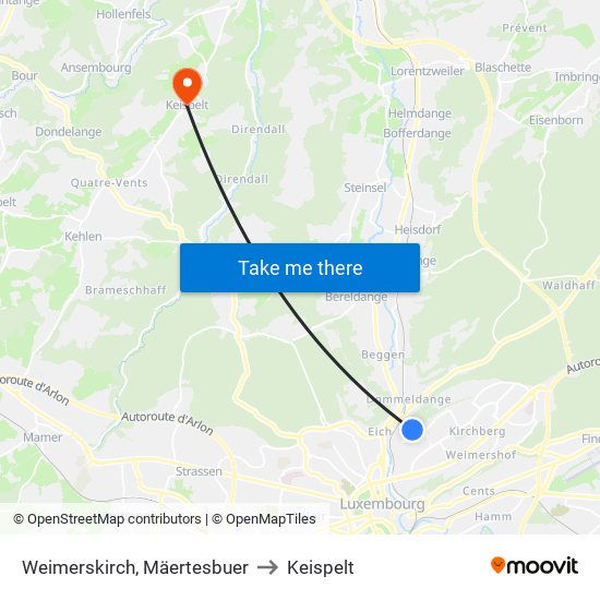Weimerskirch, Mäertesbuer to Keispelt map