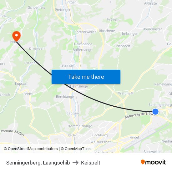 Senningerberg, Laangschib to Keispelt map