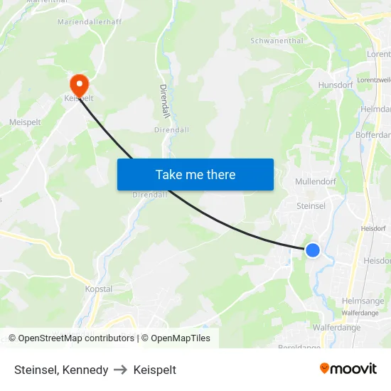 Steinsel, Kennedy to Keispelt map