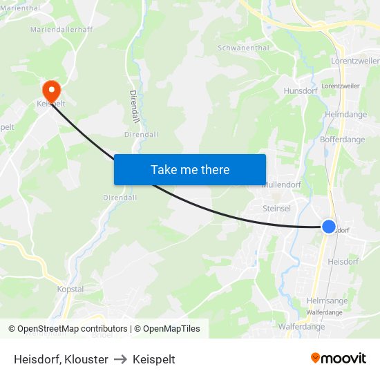 Heisdorf, Klouster to Keispelt map