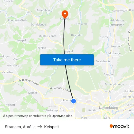 Strassen, Aurélia to Keispelt map