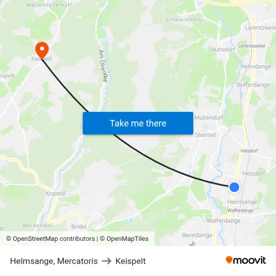 Helmsange, Mercatoris to Keispelt map
