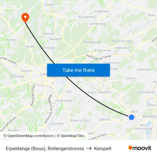 Erpeldange (Bous), Rollengerstrooss to Keispelt map