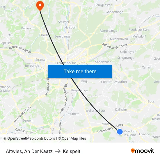 Altwies, An Der Kaatz to Keispelt map