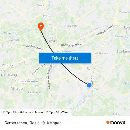 Remerschen, Kiosk to Keispelt map