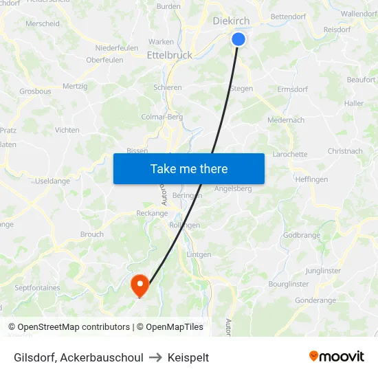Gilsdorf, Ackerbauschoul to Keispelt map