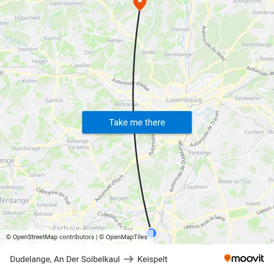 Dudelange, An Der Soibelkaul to Keispelt map