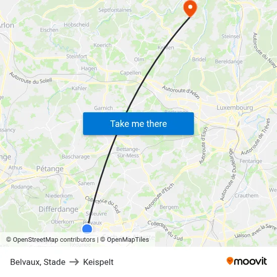 Belvaux, Stade to Keispelt map