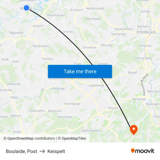 Boulaide, Post to Keispelt map