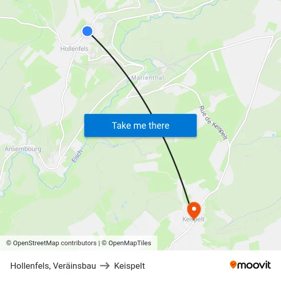 Hollenfels, Veräinsbau to Keispelt map