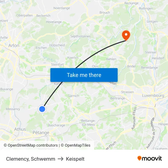 Clemency, Schwemm to Keispelt map