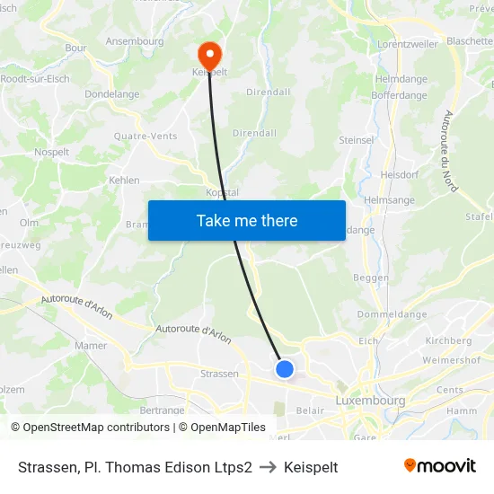 Strassen, Pl. Thomas Edison Ltps2 to Keispelt map