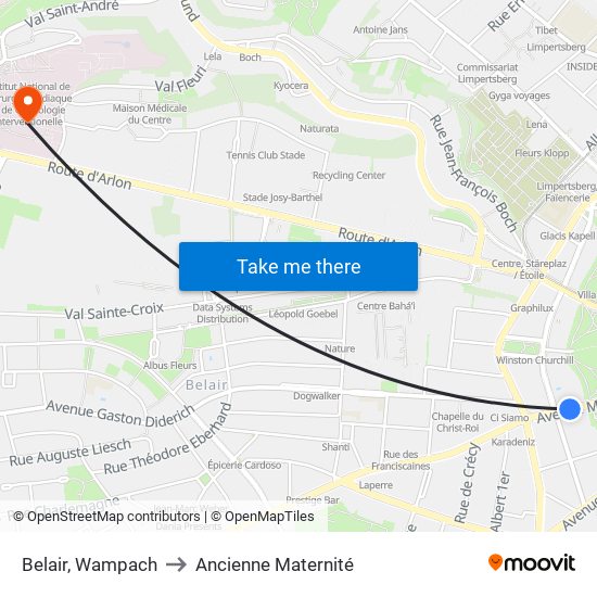 Belair, Wampach to Ancienne Maternité map