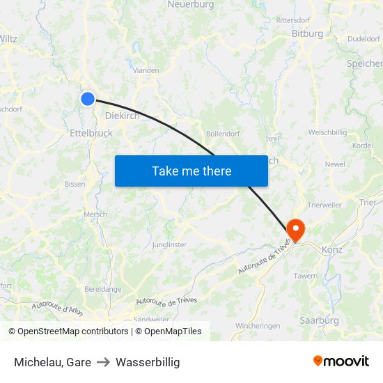 Michelau, Gare to Wasserbillig map