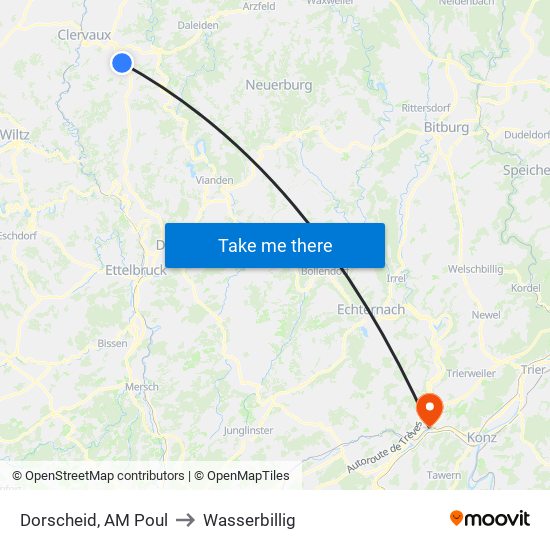 Dorscheid, AM Poul to Wasserbillig map