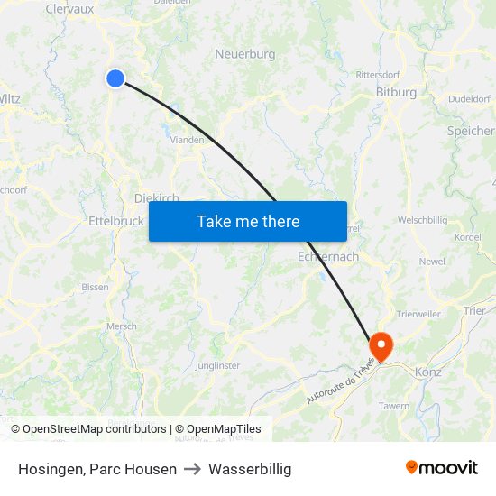 Hosingen, Parc Housen to Wasserbillig map