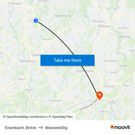 Eisenbach, Bréck to Wasserbillig map