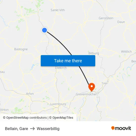 Bellain, Gare to Wasserbillig map