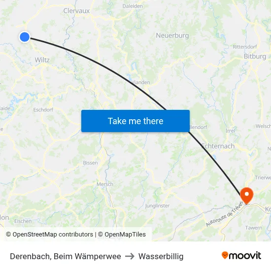 Derenbach, Beim Wämperwee to Wasserbillig map