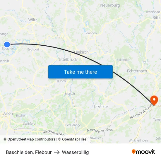 Baschleiden, Flebour to Wasserbillig map