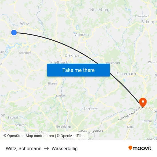 Wiltz, Schumann to Wasserbillig map