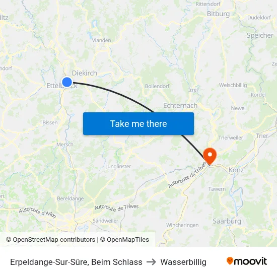 Erpeldange-Sur-Sûre, Beim Schlass to Wasserbillig map