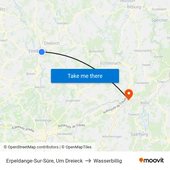 Erpeldange-Sur-Sûre, Um Dreieck to Wasserbillig map