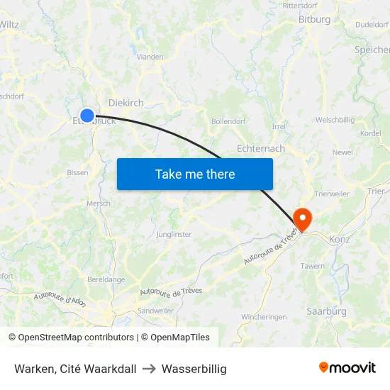 Warken, Cité Waarkdall to Wasserbillig map