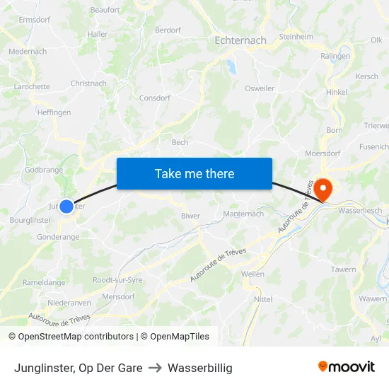 Junglinster, Op Der Gare to Wasserbillig map