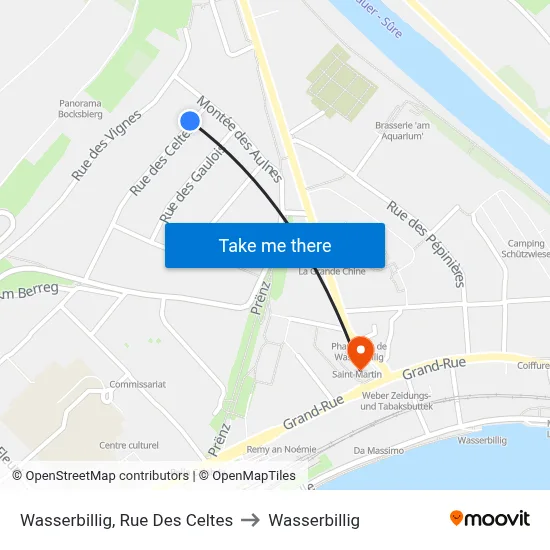 Wasserbillig, Rue Des Celtes to Wasserbillig map