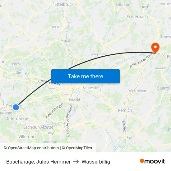 Bascharage, Jules Hemmer to Wasserbillig map