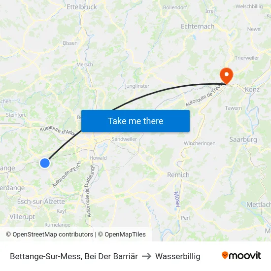 Bettange-Sur-Mess, Bei Der Barriär to Wasserbillig map