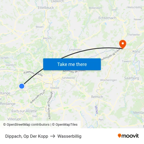 Dippach, Op Der Kopp to Wasserbillig map