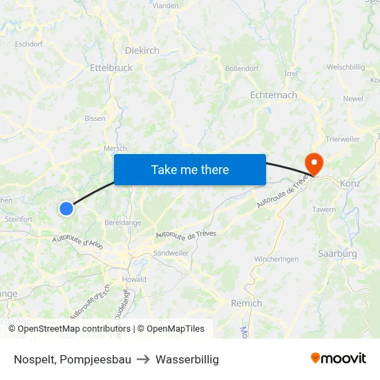 Nospelt, Pompjeesbau to Wasserbillig map