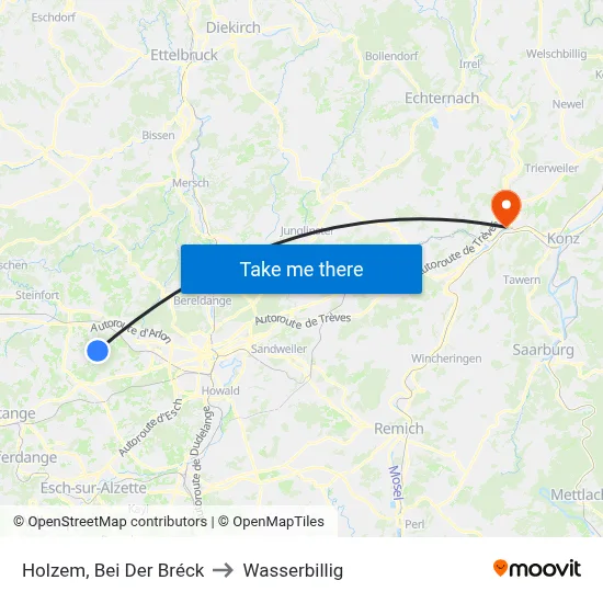 Holzem, Bei Der Bréck to Wasserbillig map
