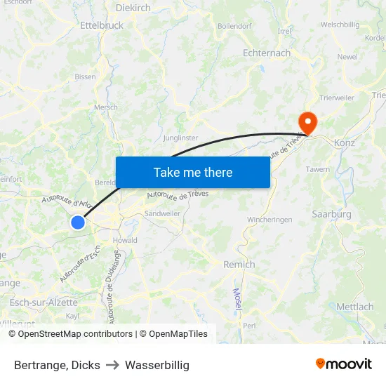 Bertrange, Dicks to Wasserbillig map