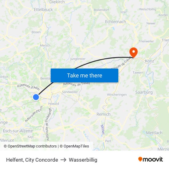 Helfent, City Concorde to Wasserbillig map