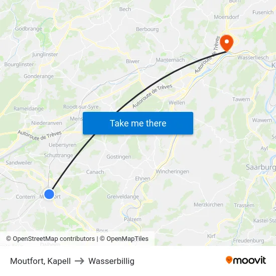 Moutfort, Kapell to Wasserbillig map
