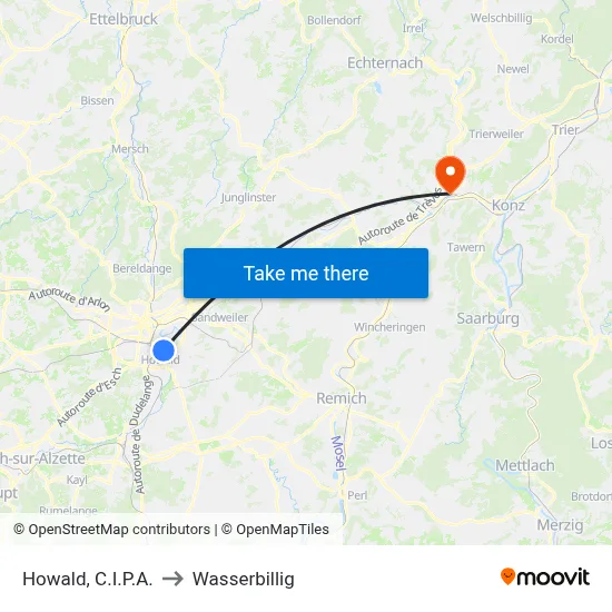 Howald, C.I.P.A. to Wasserbillig map