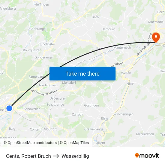 Cents, Robert Bruch to Wasserbillig map